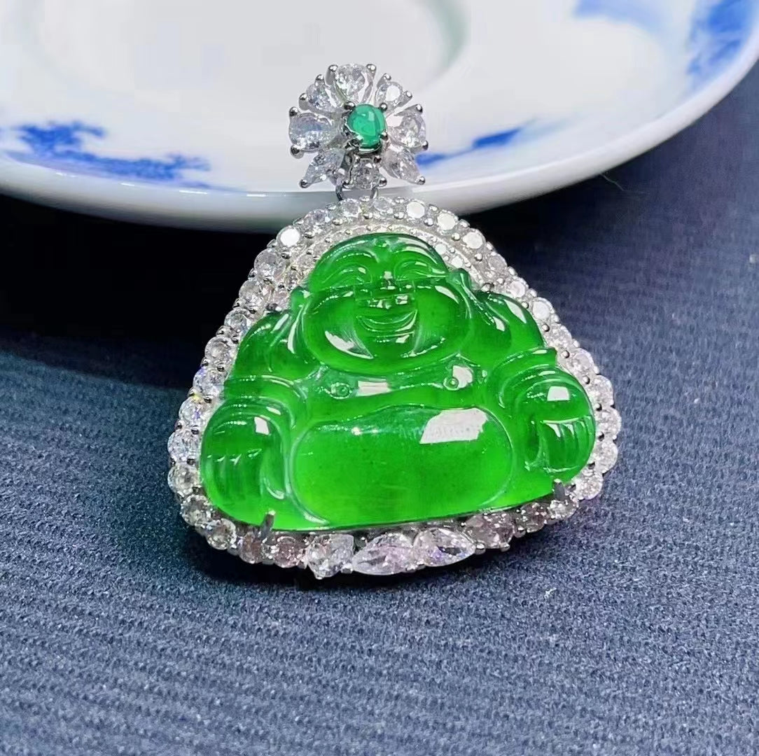Natural Grade A Jade Buddha Pendant
