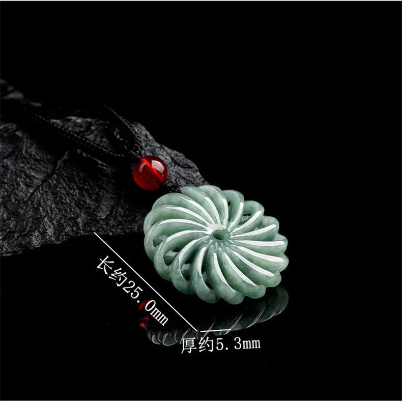 Certified Myanmar Natural Carving Jade Swirl Pendant