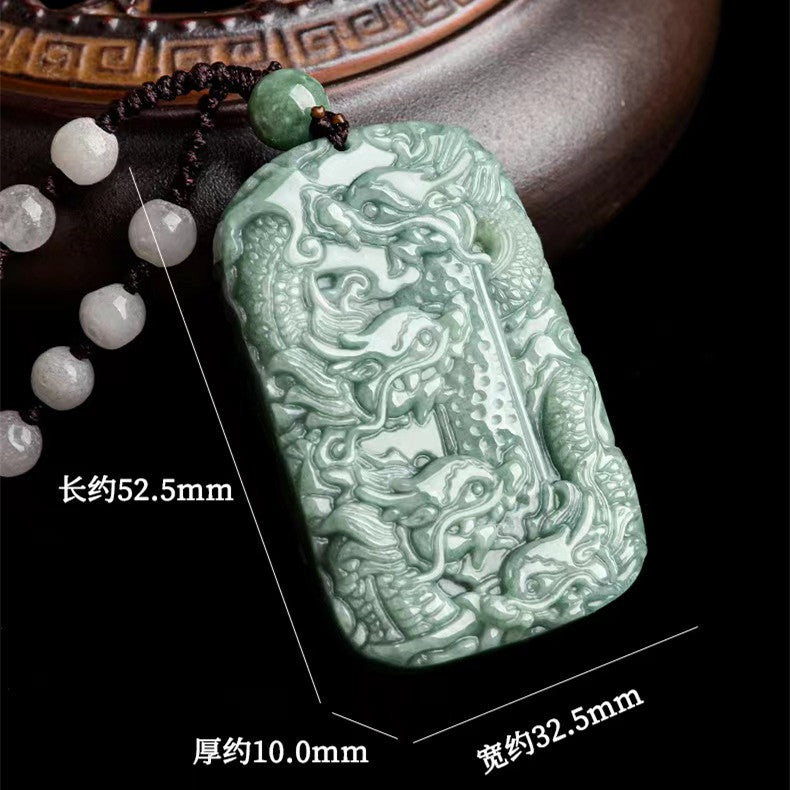 Natural Grade A Jadeite Jade Nine Dragons Pendant