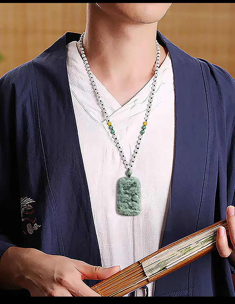 Natural Grade A Jadeite Jade Nine Dragons Pendant