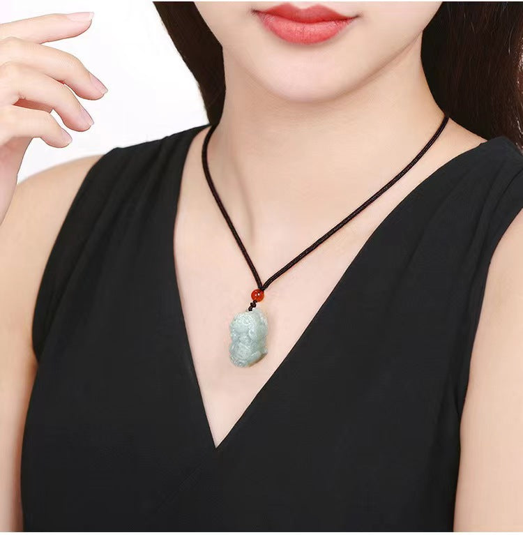 Lucky Chinese Pixiu pendant in grade A natural jade Piyao