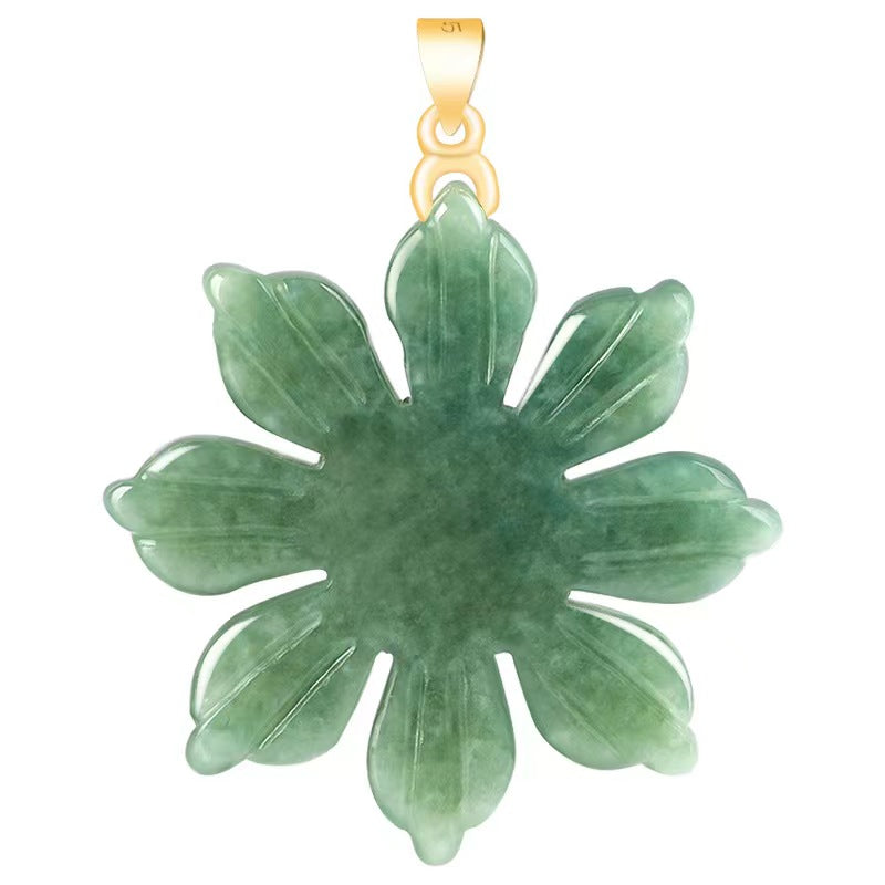 Real Jade Filipino Sun Flower Necklace Green Jade Sunflower Pendants