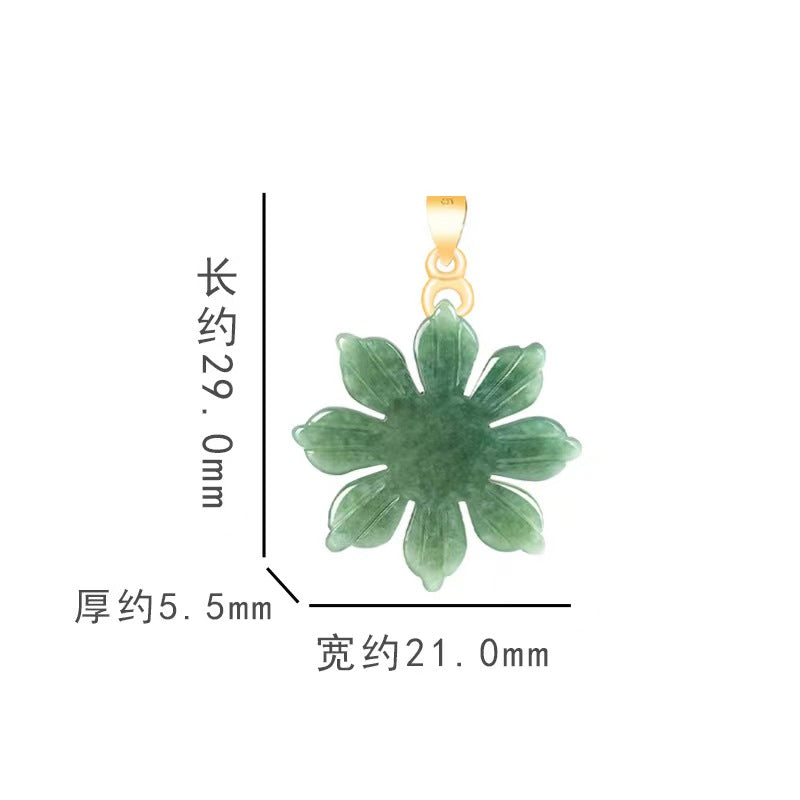 Real Jade Filipino Sun Flower Necklace Green Jade Sunflower Pendants