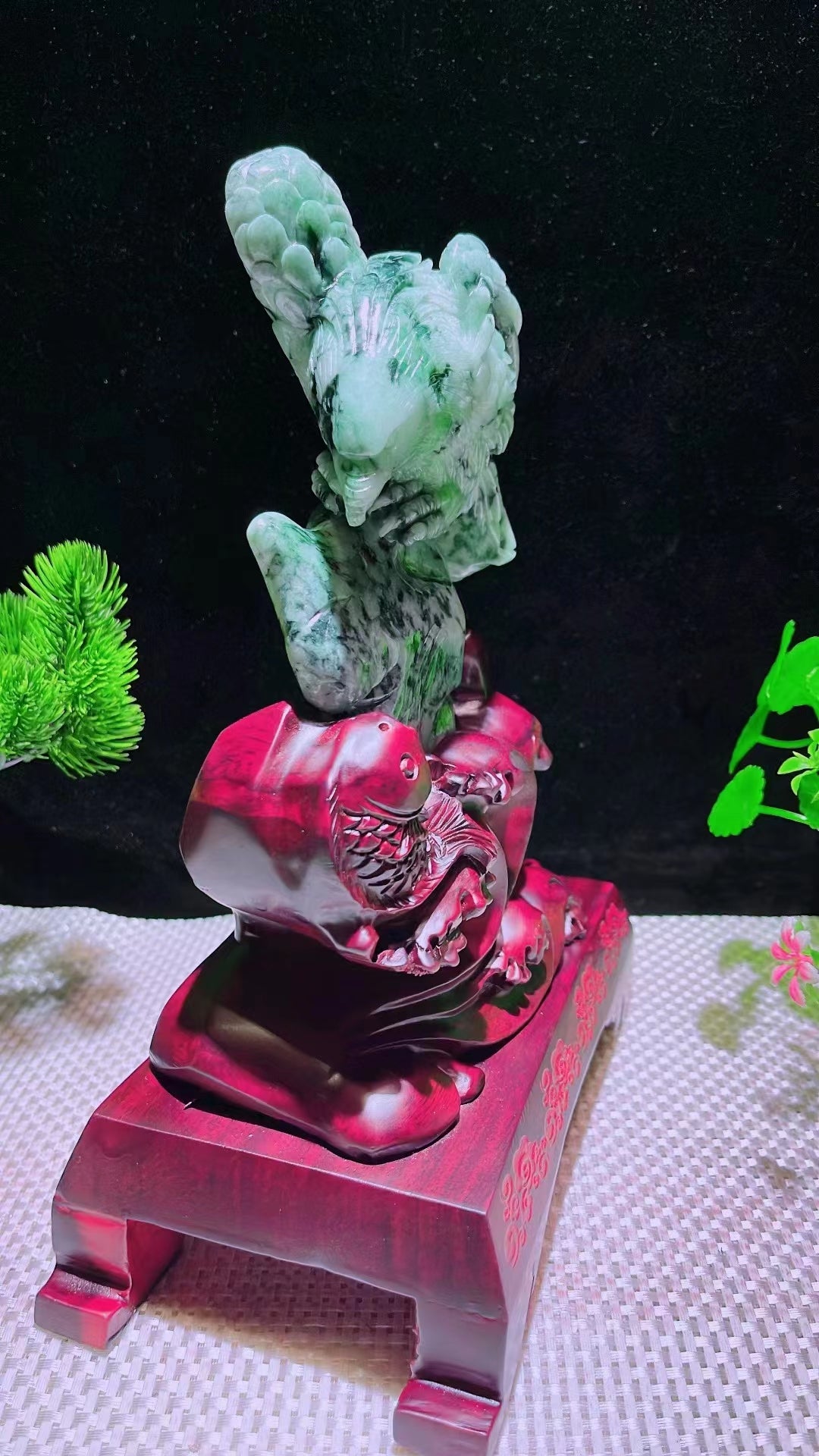 Burmese Jadeite Jade Grade A hand carved eagle statue