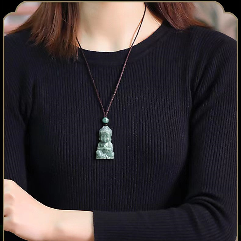 Burmese jade carving baby Buddha pendants
