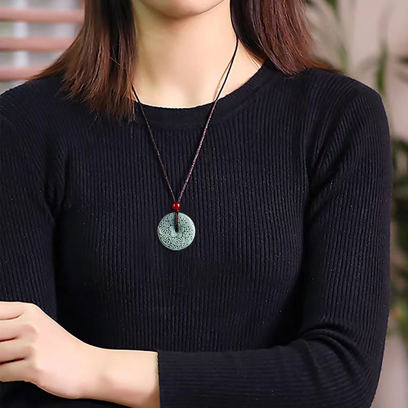 Wholesale Burmese jadeite natural jade carved flower donut pendant