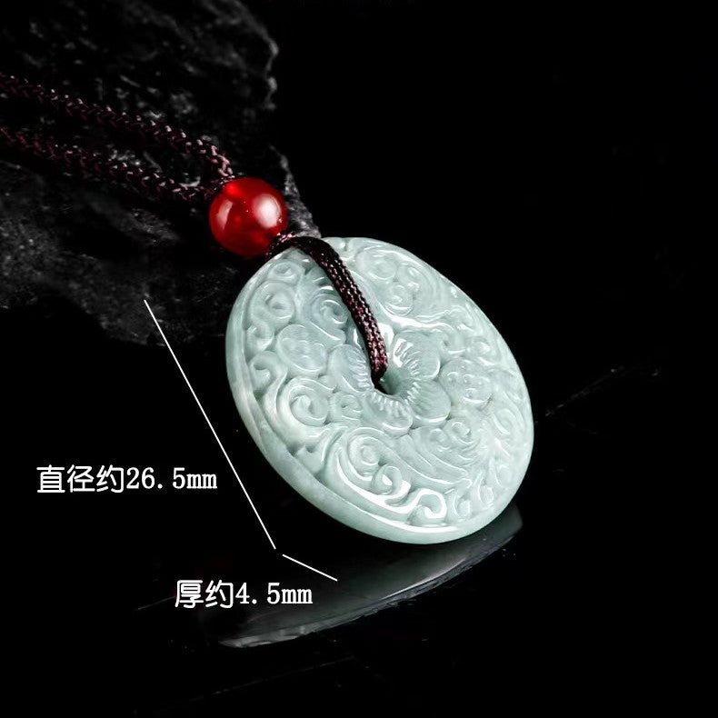 Wholesale Burmese jadeite natural jade carved flower donut pendant