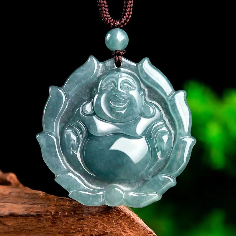 Wholesale Blue Jadeite Engraved Jade Pendant Buddha