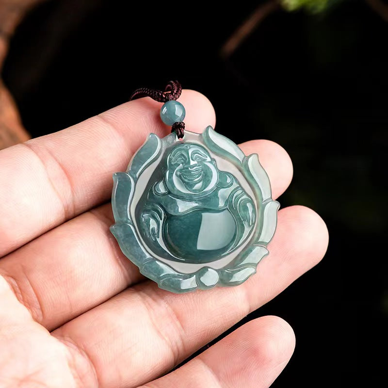 Wholesale Blue Jadeite Engraved Jade Pendant Buddha