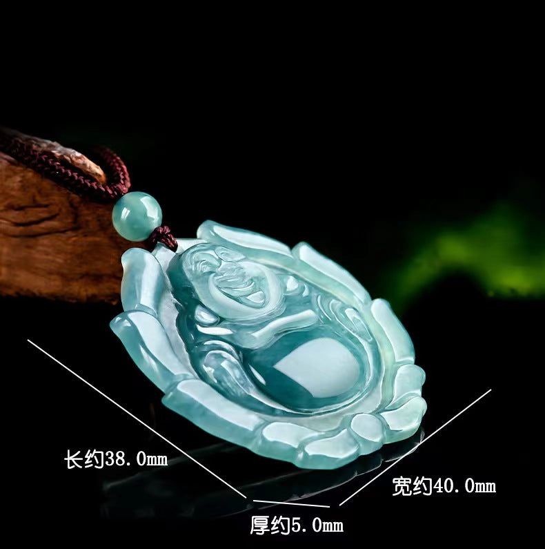 Wholesale Blue Jadeite Engraved Jade Pendant Buddha