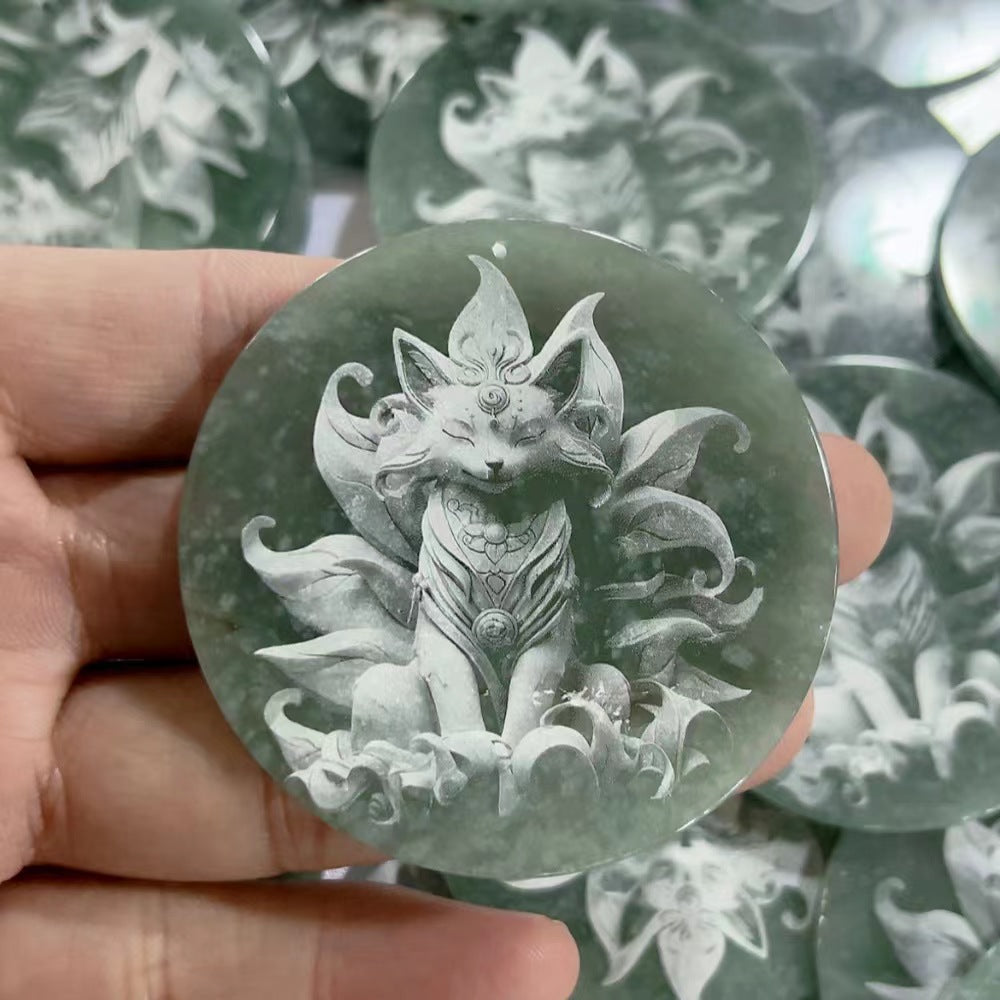 Custom laser engraving jade dragon tiger fox pendants