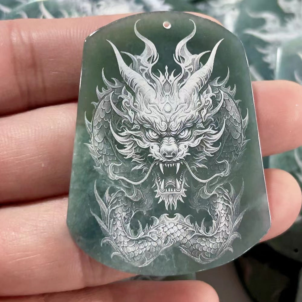 Custom laser engraving jade dragon tiger fox pendants