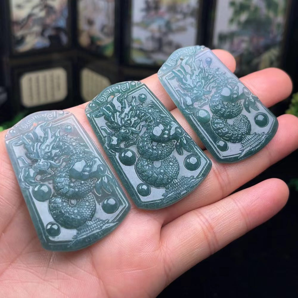 Large Size Jadeite Real Jade Dragon Pendants