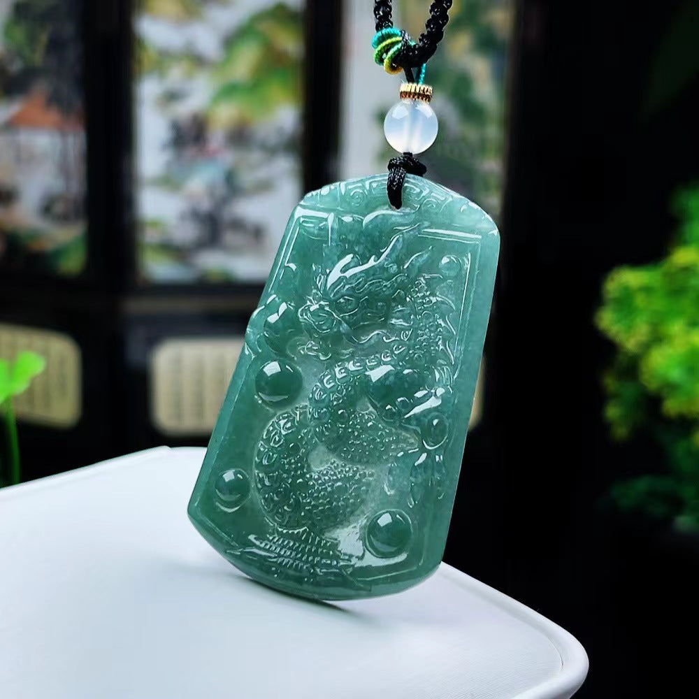 Large Size Jadeite Real Jade Dragon Pendants