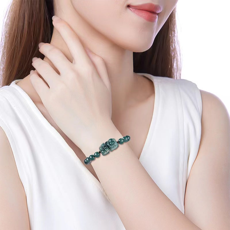 Jade Pixiu Bracelet Quality Icy Blue Bead Jadeite Bracelet
