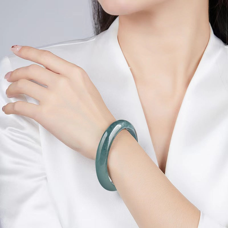 Wholesale Blue Water Jadeite Jade 100% Natural Grade A 55-60mm Bangle Bracelet