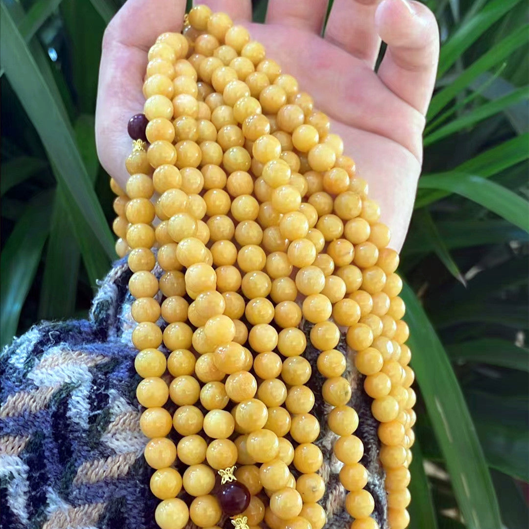 Wholesale 8mm Yellow Burmese Jade Necklace