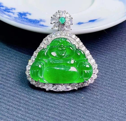 Natural Grade A Jade Buddha Pendant