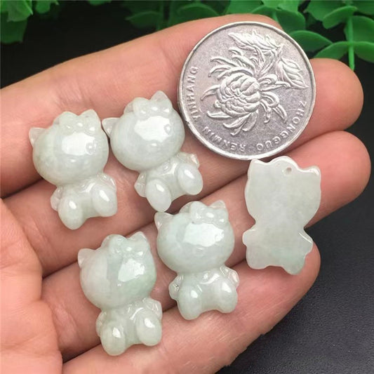 Hand carved jade Hello Kitty Made of natural Burmese jadeite for DIY