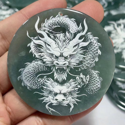 Custom laser engraving jade dragon tiger fox pendants