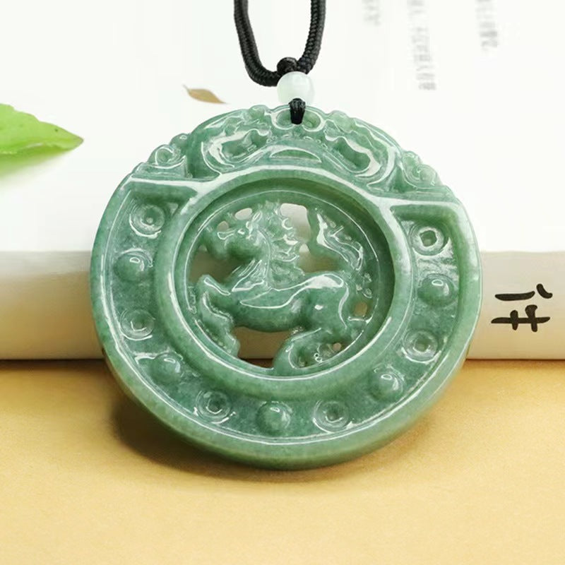 New Natural Jade Grade A Jadeite Men Lucky Horse Pendant
