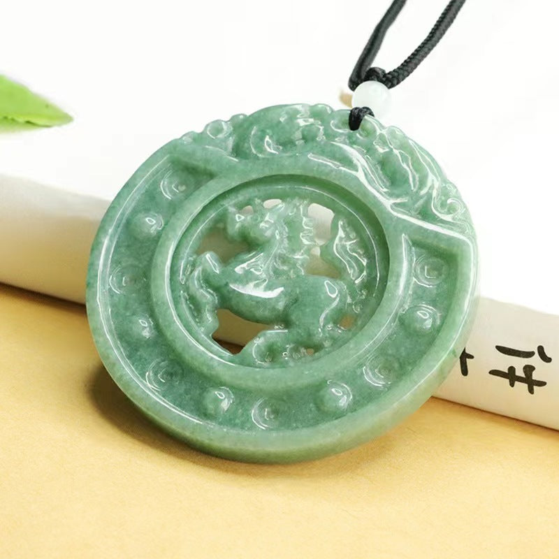 New Natural Jade Grade A Jadeite Men Lucky Horse Pendant