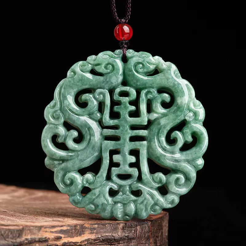 Wholesale Burmese Jadeite carving jade dragon long life bat pendant