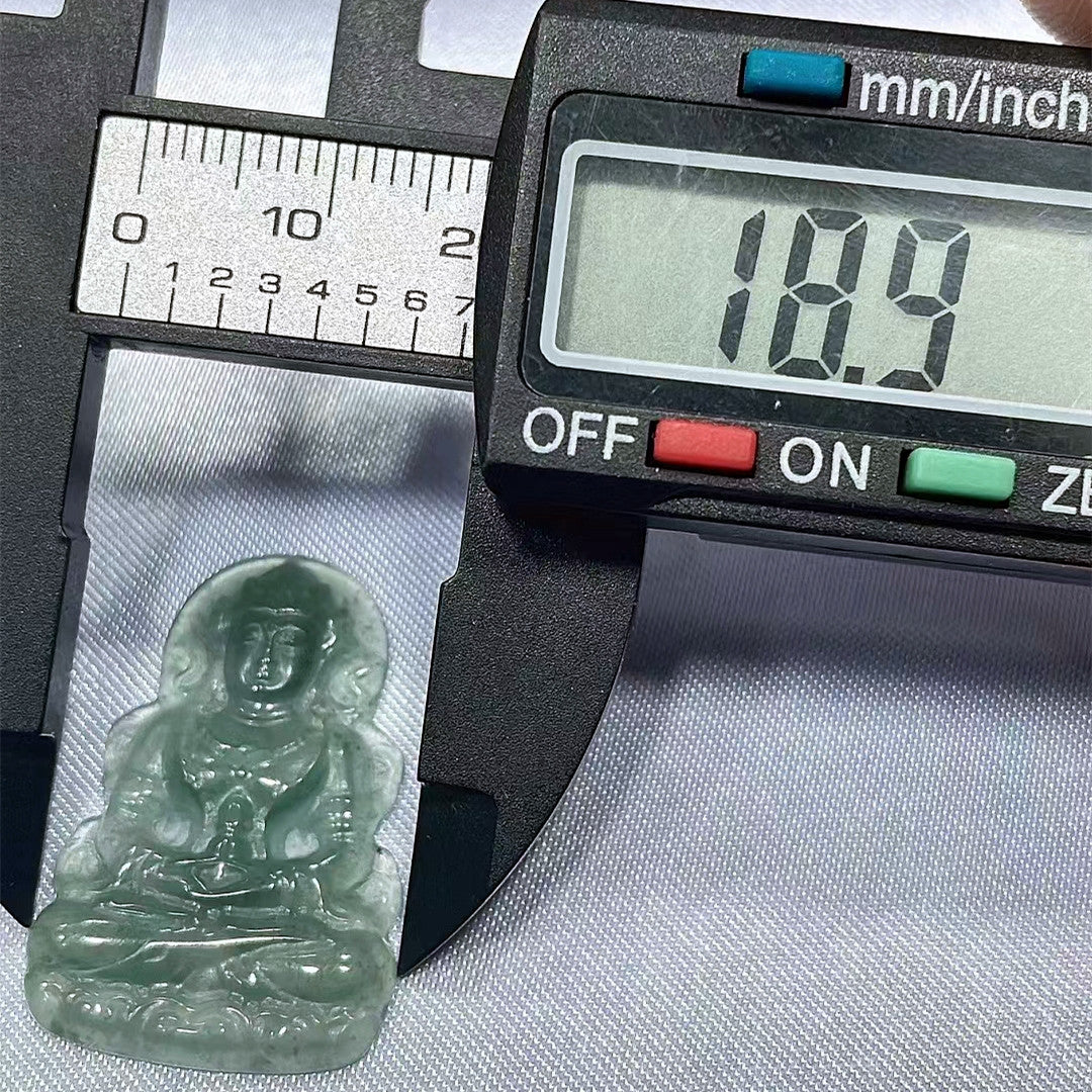 Certified Natural Guatemalan Icy Highly Translucent Gelatinous Rich Teal Green Jadeite Guanyin Pendant