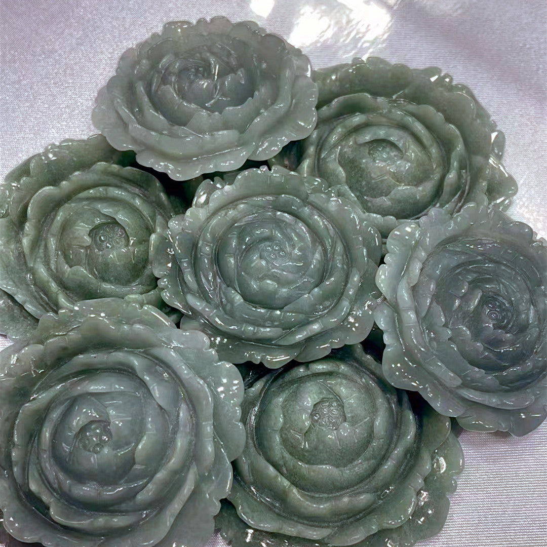 Wholesale Large Size Jade Carving Peony Jadeite Flower Pendant