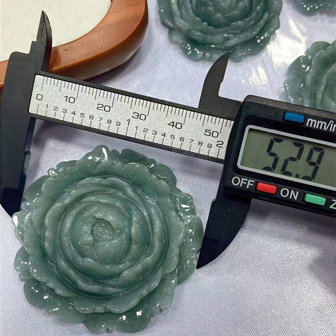 Wholesale Large Size Jade Carving Peony Jadeite Flower Pendant