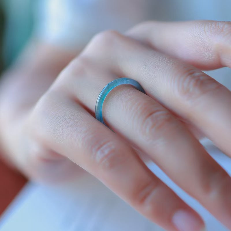 Type A Icy Translucent Guatemalan Jade Rings Blue Jade Loose Round Rings