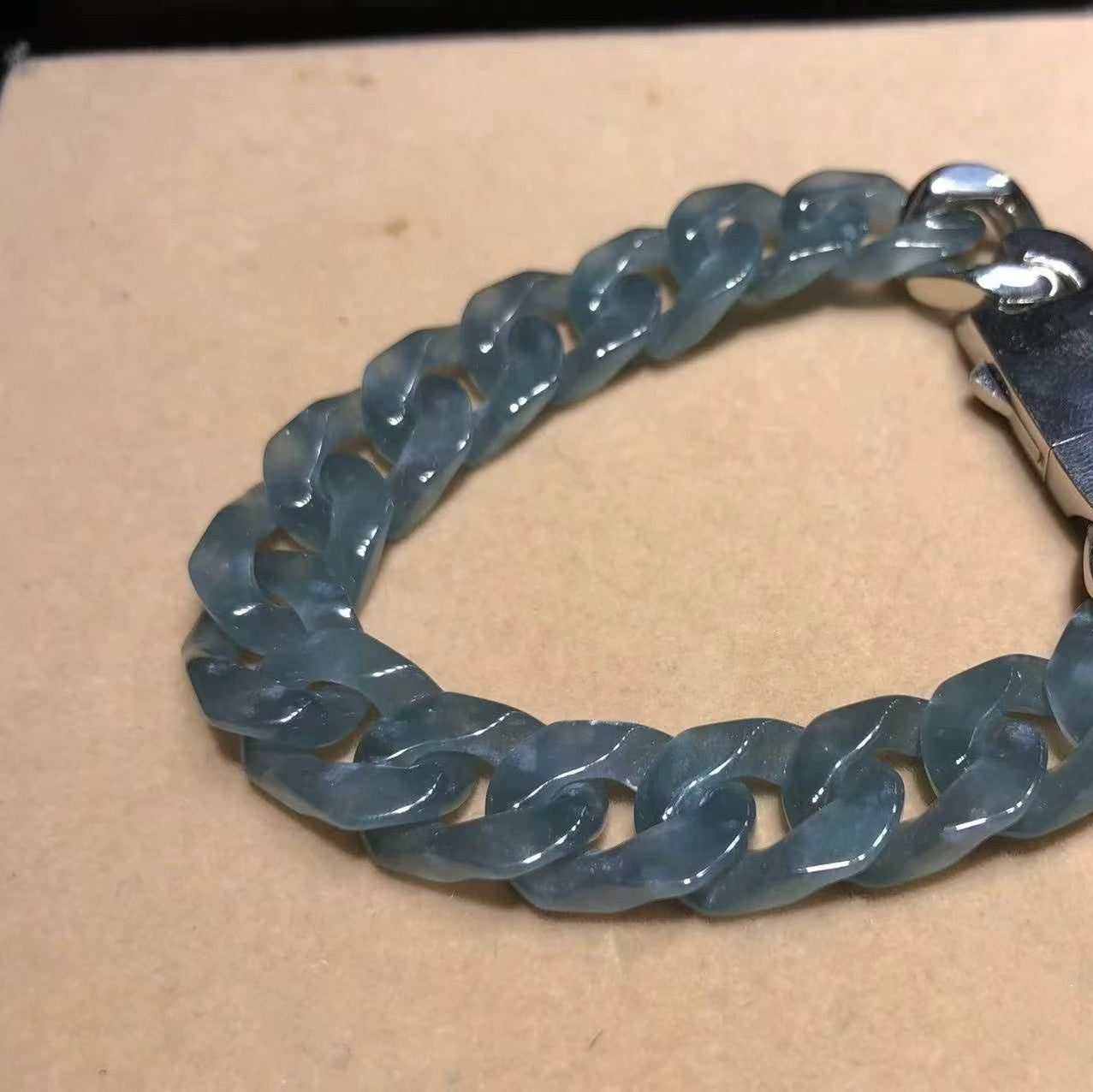 Blue Water Jade Cuban Link Bracelet