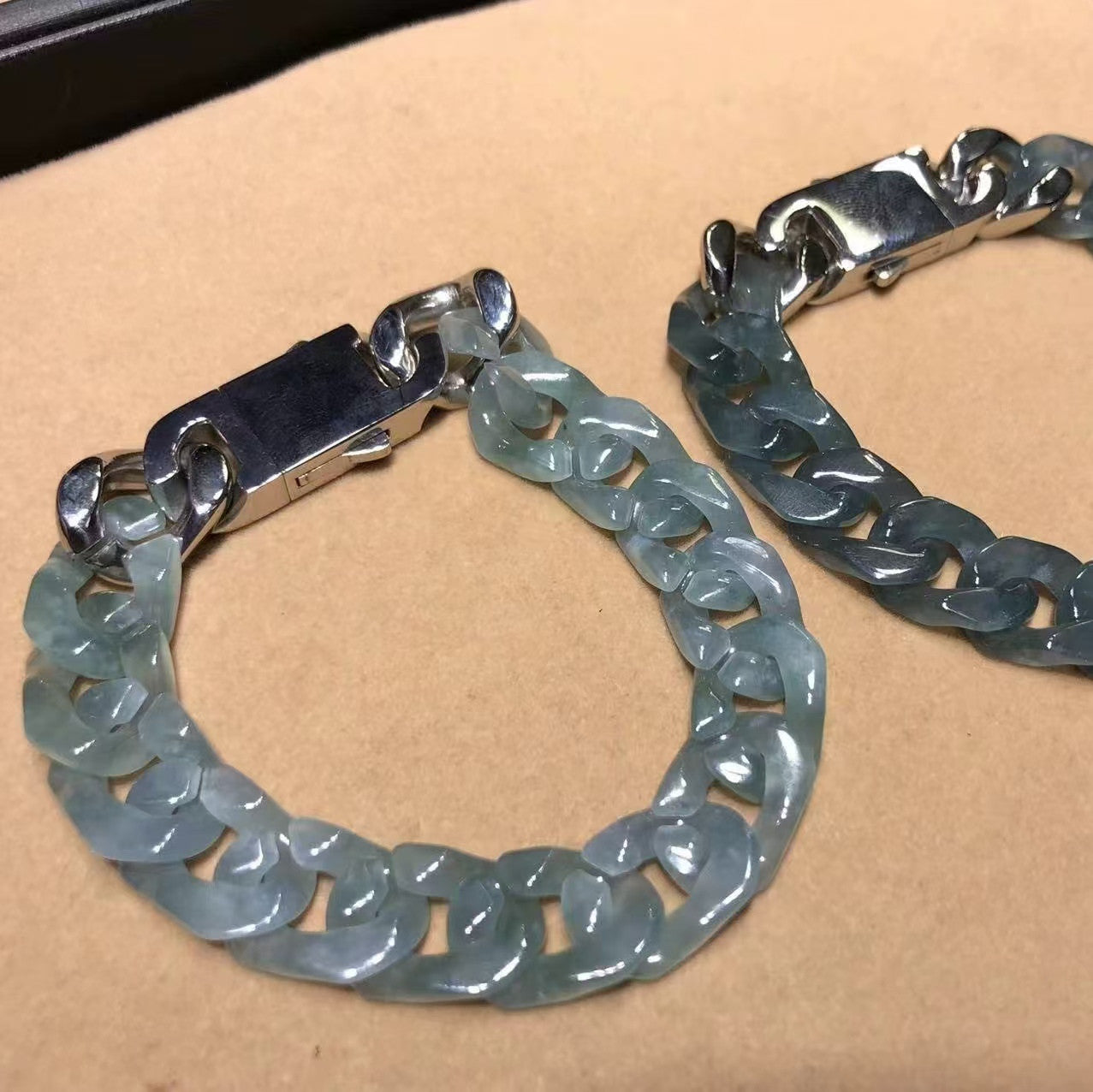 Blue Water Jade Cuban Link Bracelet