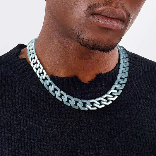 New natural jade carved Cuban chain necklace